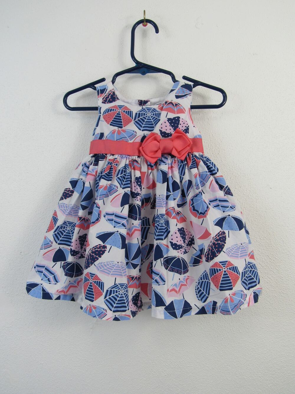 Jillian's Closet 3-6M Blue Pink Embrella Printed Dress Spring Summer Rain